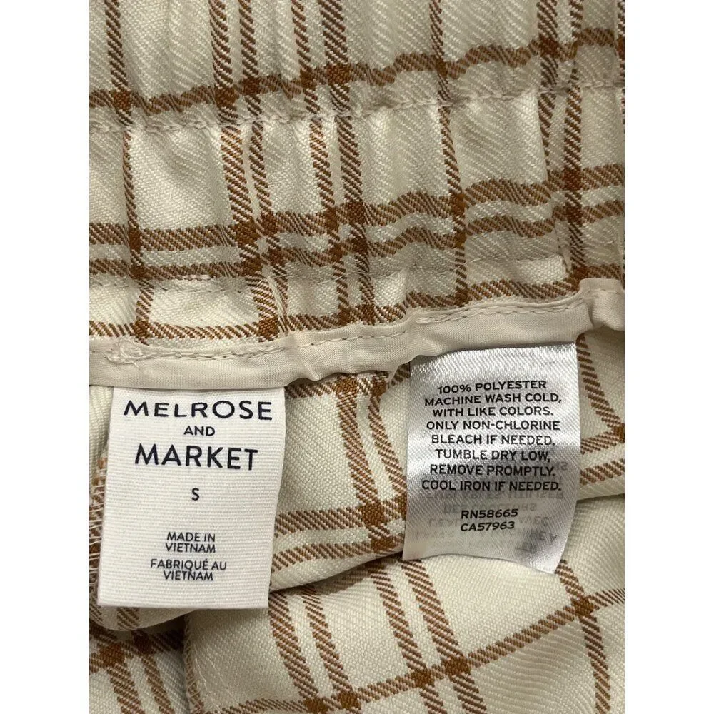 Melrose and Market Women’s High-waist, Twill Shorts, Ivory-Tan Jenn Plaid, S - Picture 5 of 6
